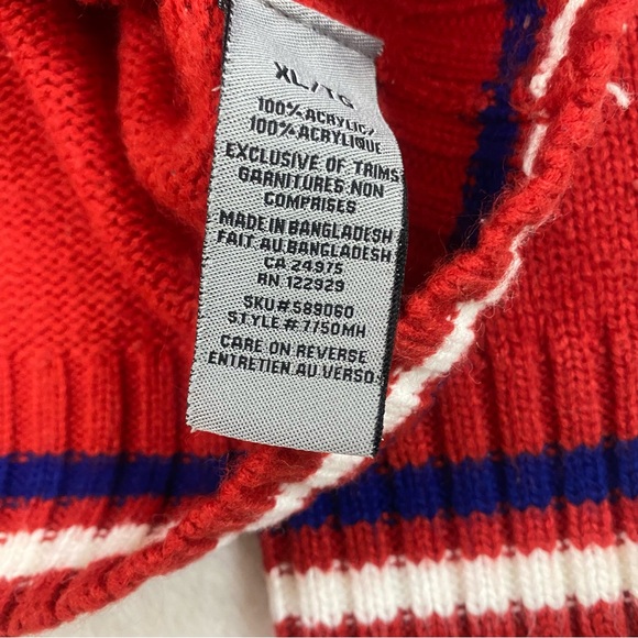 Vintage NHL Montreal Canadiens Knit Sweater Men's XL Red Embroidered Crest Logo - Picture 6 of 12